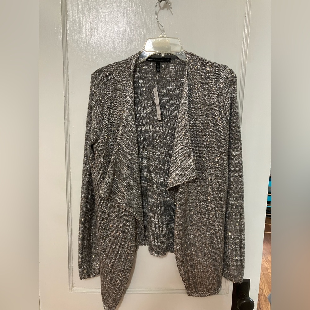 White House Black Market Metallic Sparkle Gray Dressy Party Cardigan NWT Small